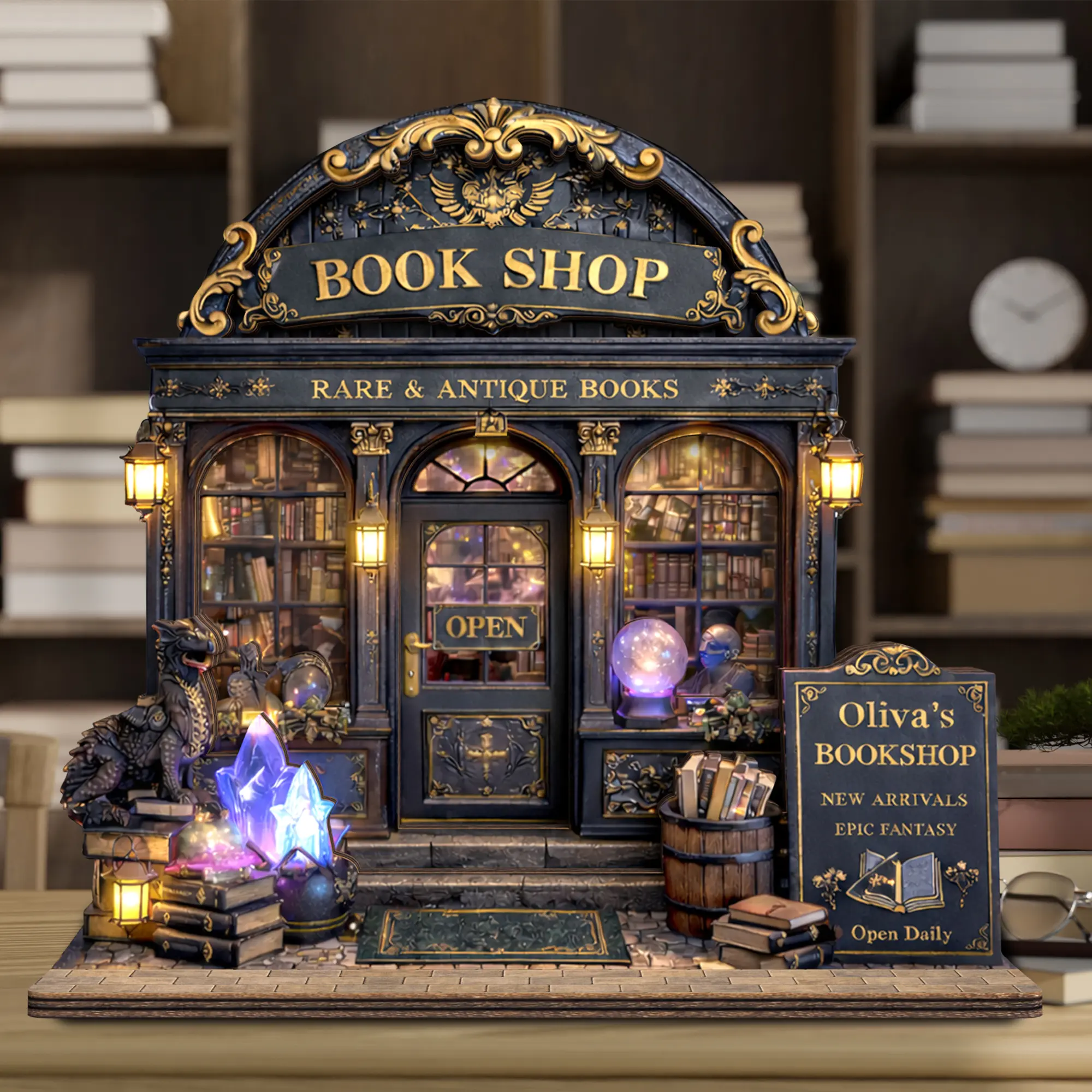 Book Lover Gifts, Bookshop Storefront Wooden Block Shelf Sitter, Custom Bookstore Sign for Book Nook Decor, Bookish Gifts for Women, Readers, Librarians, Teachers, Gifts for Best Friend, Bookshelf Decor