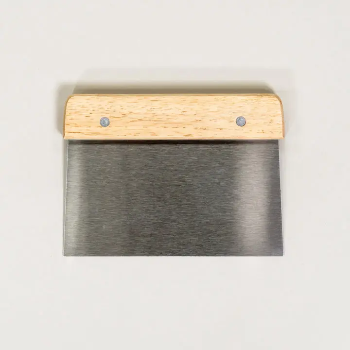 Bench Scraper for Dough, 6 x 4.5 Inch — Stainless Steel Blade with Wooden Handle, Portions and Lifts Dough and Clears Work Surfaces, for Bread, Pastry, Cookie and Pasta