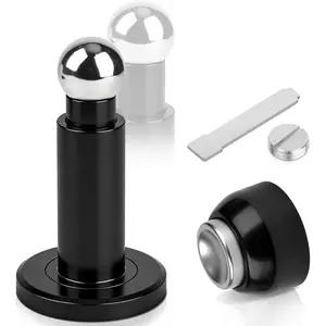 Door Stoppers, Adjustable  Door Stop Heavy Duty Stainless Steel Door Holder Catch for Wall Floor, Black
