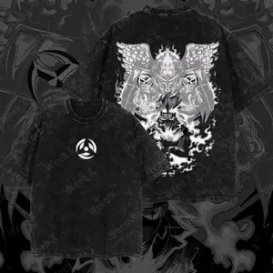 [Weeb X] "Kakashi x Susano" Naruto Retro Vintage Unisex Oversize Anime Manga Acid Washed Heavyweight Cotton T-shirt, Anime Merch, Gift For Anime Fan. Clothes Oversized anime merch fan