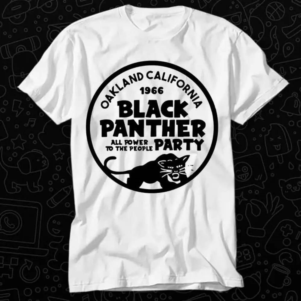 Unisex 100% Cotton T-Shirt, Heavyweight 220g Crew Neck with 1966 Oakland Inspired Black Panther Graphic, Machine Washable, All Seasons, New Year, Normal Type, Round, Short Sleeve, S