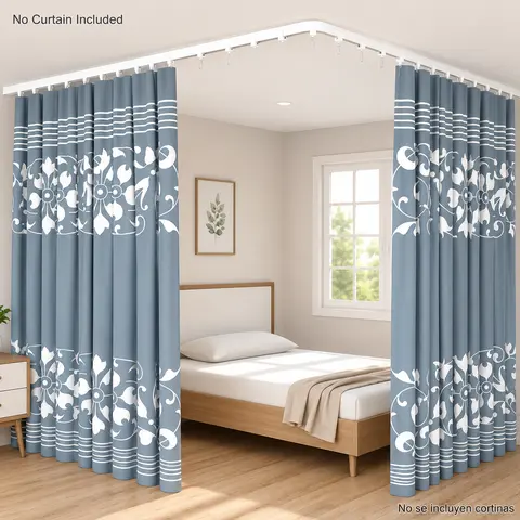 Flexible Bendable Curved Ceiling Curtain Track 3 Meter 9.8 ft for L, U, and Circle Shapes, Durable Plastic, Easy to Install, Versatile Room Divider and Bedroom Partition Rod