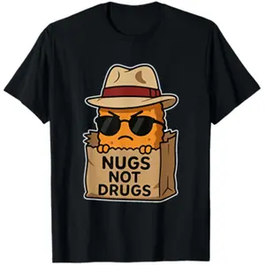Nugs Not Drugs Funny Cartoon Chicken Nugget Meme Pun T-Shirt