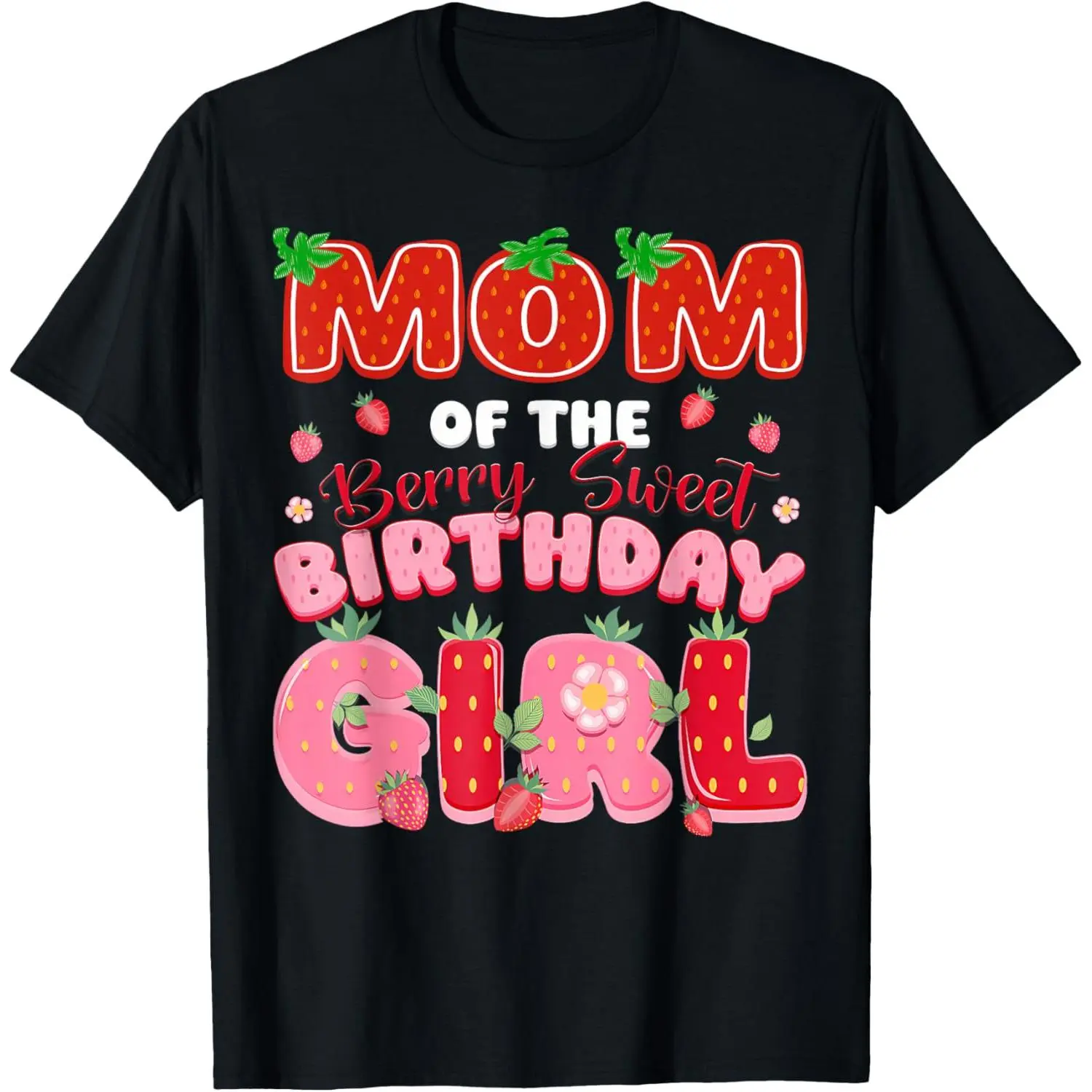 Women's Casual T-Shirt with a Playful 'Mom of the Berry Sweet' Graphic, Cotton Birthday Theme Top with a Round Neck and Distressed Look, Casual Tee Shirts, Short Sleeves
