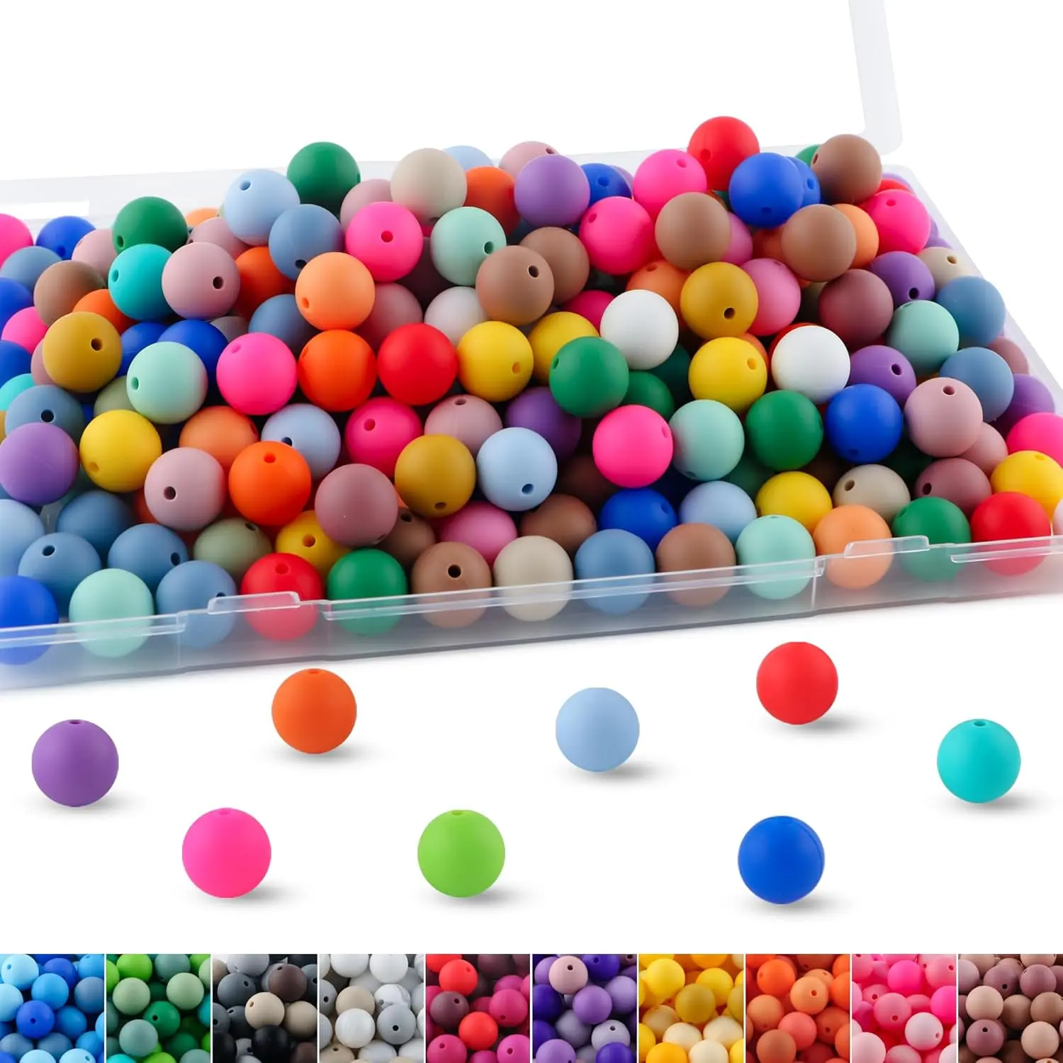 200 count 12mm  Beads Bulk for Pens, Mixed Color  Beads for  Making and Bracelet CraftsMulticolor
