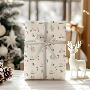 Candy Cane & Ice Skates Holiday Wrapping Paper Roll