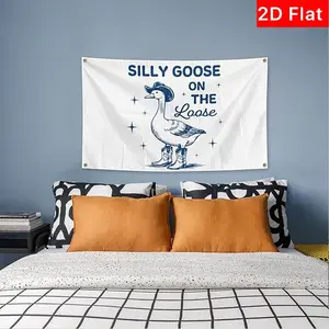 Funny Goose Banner 1pc, Flat Design with 4 Eyelets, Humorous Decor for Dorms, Bedrooms, Living Rooms, Offices, Outdoor Gardens, Funny Tapestry, Wall Hanging Tapestry