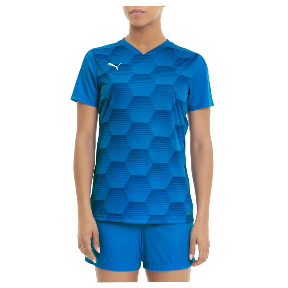 PUMA Womens Teamfinal 21 Graphic V Neck Short Sleeve Jersey Casual - Blue
