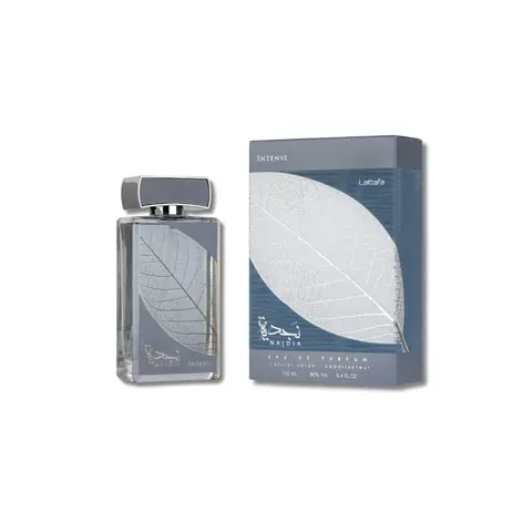Lattafa Najdia Intense EDP Spicy Woody Fragrance for Men Adults, 3.4 fl oz Spray - Long-Lasting Fragrance, Lavender, Marine Fruity Notes, Alcohol-Based Liquid, Regular Edition, 3 to 3.9 fl oz Range