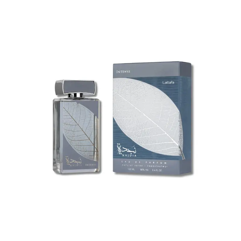 Lattafa Najdia Intense EDP Spicy Woody Fragrance for Men Adults, 3.4 fl oz Spray - Long-Lasting Fragrance, Lavender, Marine Fruity Notes, Alcohol-Based Liquid, Regular Edition, 3 to 3.9 fl oz Range