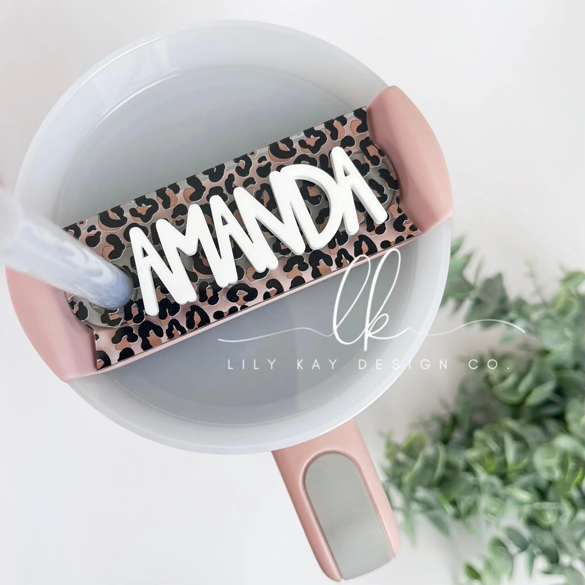 Personalized 30oz & 40oz Tumbler Name Plate | Tumbler Topper | Custom Tumbler Tag | Leopard Print