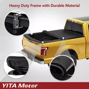 YITAMOTOR Soft Roll Up / Soft Tri-fold Truck Bed Tonneau Cover Compatible with 2020-2024 Jeep Gladiator JT 5 ft Bed w/o Trail Rail System