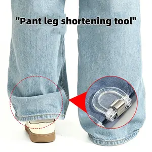 Pants Hem Shortening Tool, Invisible Seamless Waistband Clip, Adjustable Pants Leg Fastener, No Sewing Required, Easy to Use, Durable