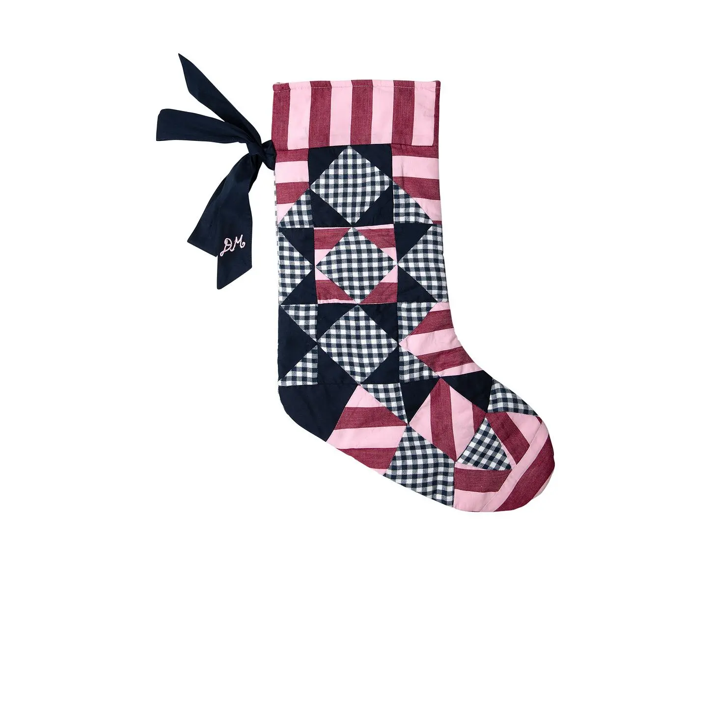 Damson Madder Xmas Stocking in Blue Patchwork