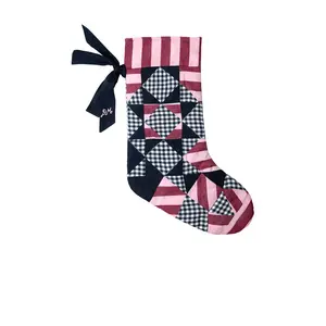 Damson Madder Xmas Stocking in Blue Patchwork