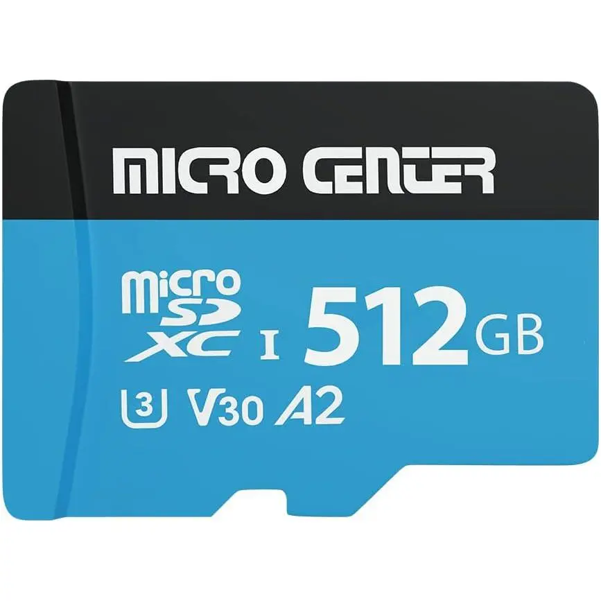 Center Performance 512GB microSDXC Card, A2  SD Card, UHS-I C10 U3 V30 A2 4K UHD Video Flash Memory Card with Adapter for Smartphones, Tablets, Drones and Action Cameras