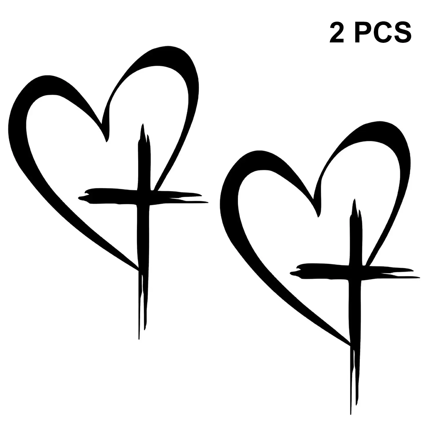 2 PCS Love Cross Car Sticker Creativity Car Stickers and Decals Universal Car Exterior Accessories for Notebook SUV Sedan Truck Window