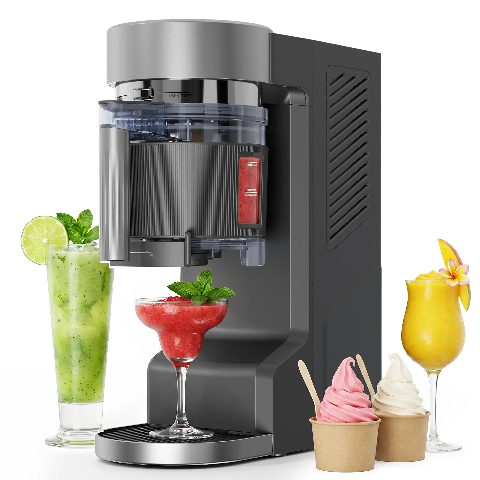 3 in 1 Slushie Machine for Home, 40 fl oz No Ice Needed Frozen Drink Maker with Self-Cleaning, Adjustable Slush Density & 7 Modes, Perfect for Smoothies, Ice Cream & Frozen Margaritas, Black summerwins