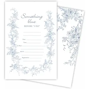 Blue Floral Wedding Invitation Cards With Envelopes, Something Blue Before I Do Fill In Style Invitations For  Couples, Mr And Mrs, Newlyweds Invites, Party Favor & Supplies(25 Pcs) - A12