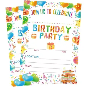Birthday Invitations with Envelopes 20PCS Kids Birthday Party Invitations for Boys and Girls Birthday Party Supplies