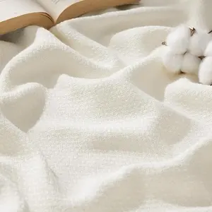 Bedsure 100% Cotton Blanket Queen Size for Bed - Breathable and Lightweight, Soft Cozy Textured Herringbone Woven Blanket for Summer Spring