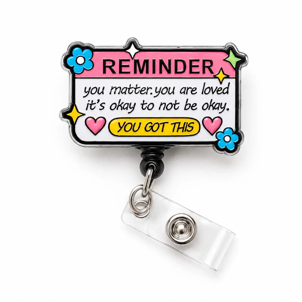 Reminder Badge Reels, You Got This Badge Reel | Retractable Nurse Badge ID Holder, Teacher Office Name Tag Clip