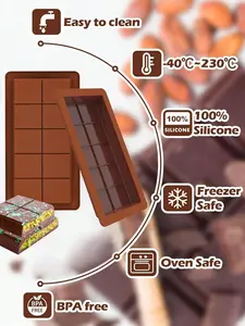 1pc Chocolate Bar Molds, Large And Thick Silicone Chocolate Bar Molds, Big Chocolate Candy Bar Mold For DIY Baking