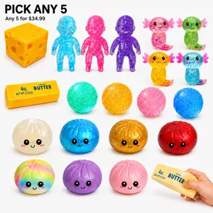[Dealsforyou] 5pcs Fidgets Squishies Box Set - Kawaii Random Pick from 10+ Food Designs (Bun Dumpling, Cheese), Stress Relief Toys, Dumplings Squishy Mystery Gift for Kids, Summerwins, Restock, Dealsforyoudays, DFYD