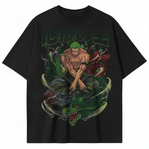 Roronoa Zoro Shirt, One Piece Shirt, Anime Shirt, Vintage Tee, Unisex Cotton Crewneck T-Shirt - Medium, Short Sleeve, Casual Streetwear Printed Tee
