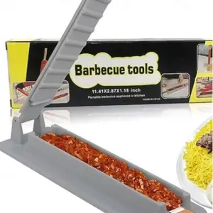 All-in-One Easy Kebab Maker: Safe & Portable Skewer Mold for Perfect (Single-Row) Kebabs - No Power Needed, Ideal for Outdoor Cooking and Camping - Includes Utensils