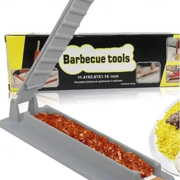 All-in-One Easy Kebab Maker: Safe & Portable Skewer Mold for Perfect (Single-Row) Kebabs - No Power Needed, Ideal for Outdoor Cooking and Camping - Includes Utensils