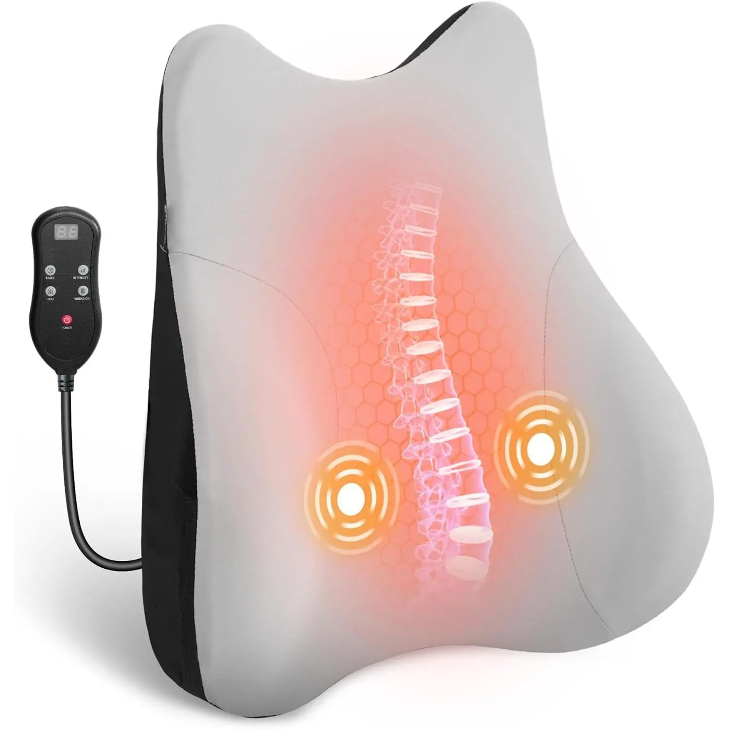 Support Pillow for Office Chair, Heated  Support Pillow with 3 Vibration Modes & 3 Intensities,   Support Cushion for ,Recliner,Gaming Chair