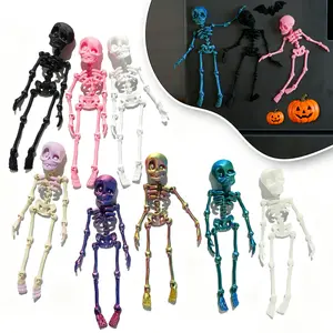 Poseable Skeleton Fridge Magnets - 3D Printed Articulated Movable Joints, Funny Goth Skull Refrigerator Magnets for Halloween Decor, Unique Gift for Halloween & Christmas, Office, Locker, Kitchen Decor - Decoration