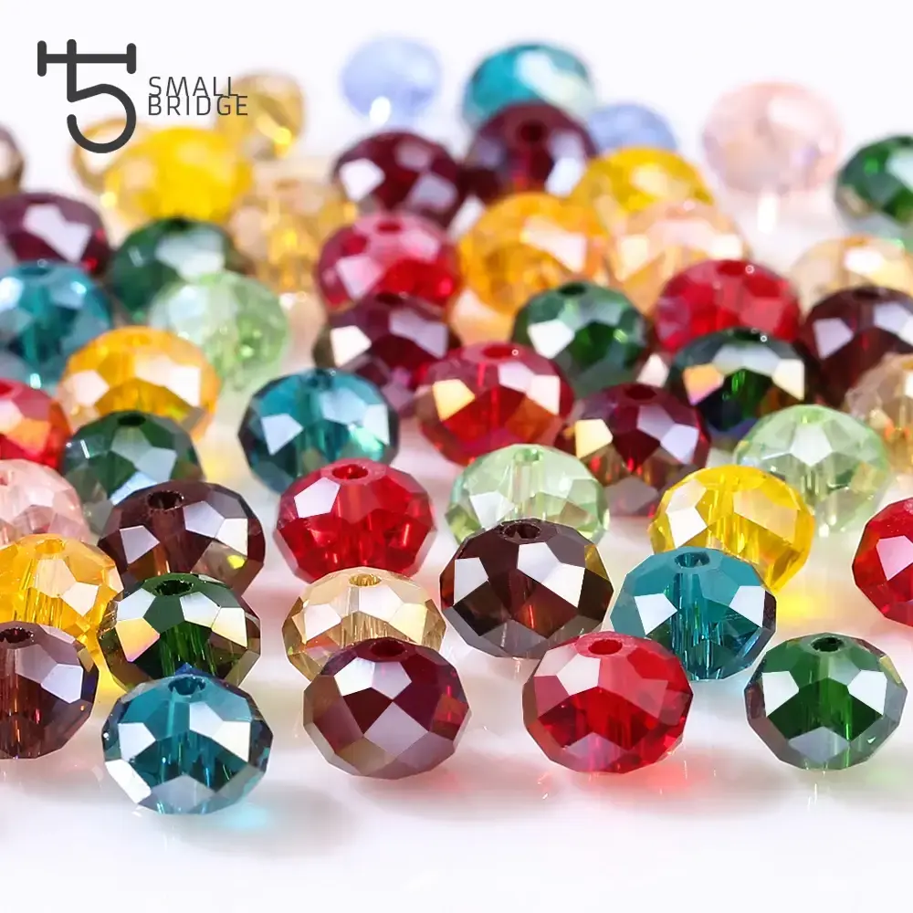 4 6 8 10mm Czech Loose Rondelle Crystal Beads For Jewelry Making Diy Needlework AB Color Spacer Faceted Glass Beads