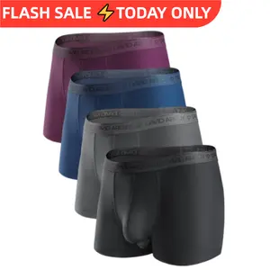 DAVID ARCHY Men's Dual Pouch Micro Modal Trunks - 4 Pack Simple 2.5in Spandex Plain Boxers with Fly, Ice Silk Cooling, Odor Control, Breathability, Silky Soft Elasticity, Male Clothing Guys Gifts for Father's Day Summer