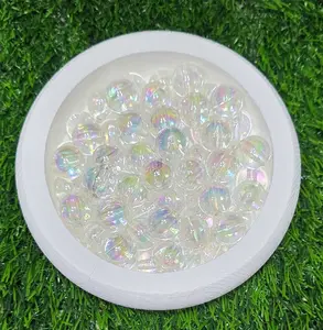 16mm Clear Iridescent Acrylic Beads – 5 Pack
