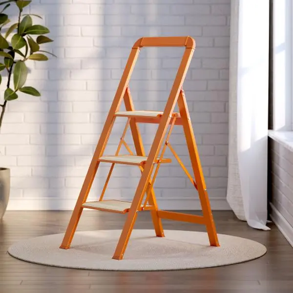 【Bellemave】3 Step Ladder Folding Step Stool for Adults with Wide Anti-Slip Pedal, Aluminium Lightweight Foldable Step Ladders for Home Kitchen Office, 450 lbs Capacity