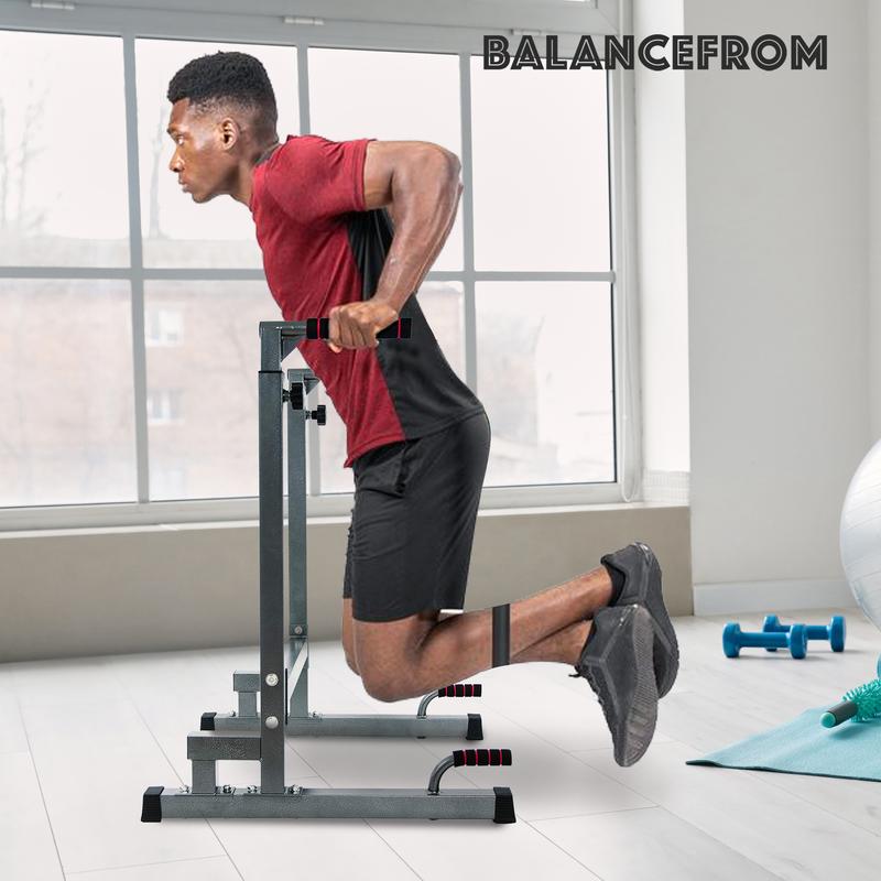 BalanceFrom Multi-Function Home Gym Exercise Dip Stand, 500lb Capacity, Pull Up Bar Fitness Equipment for Triceps and Upper Body Workout Equipment