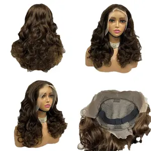 DB- Bouncy Long Curly 13x4 Lace Front Wig Natural Fluffy Synthetic Wig for Women Versatile Parting-DB
