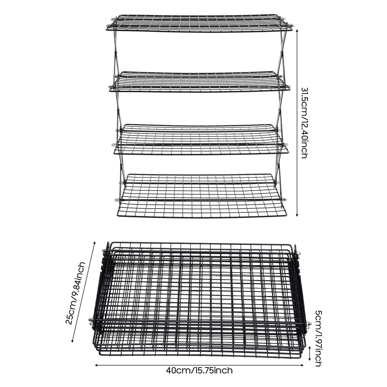 4-Tier Foldable Grilling Drying Rack with Non-Stick Coating, 22 lbs Load Capacity Portable Camping Picnic Rack for Outdoor Barbecue, Backyard Party, Food & Utensil Storage 4-Tier Foldable Grilling Drying Rack with Non-Stick Coating, 22 lbs Load Capacity Portable Camping Picnic Rack for Outdoor Barbecue, Backyard Party, Food & Utensil Storage