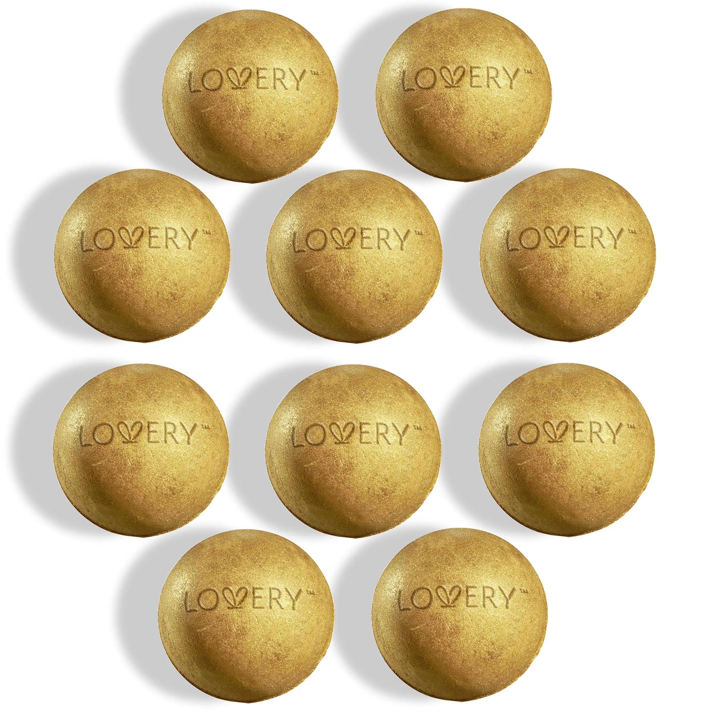 LoveryGifts 24K Gold Bath Bombs – 10-Piece Spa Bubble Bomb Set with Cocoa Butter for Relaxing & Nourishing Body Care – Luxurious Gift for Self-Care & Pampering