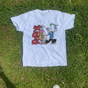 Popeye The Sailor Man 90s White T-Shirt, Urban Street Style Vintage Graphic Tee Unisex Cotton Top, Y2K Grunge Aesthetic, Trendy T-Shirt, Casual Daily Wear, Gift T-Shirt Top Menswear Womenswear Streetwear