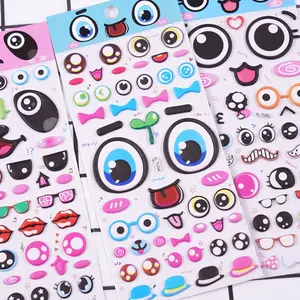 4Sheets 3D three-dimensional cute facial expression bubble stickers, decompressed soft stickers, DIY decoration for mobile phone cases, water cups and notebooks, the favorite of handmade handbags, the best holiday gifts for boys and girls on their birthda