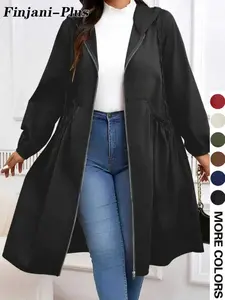 Plus Size Casual Loose-Fit Woven Jacket, Fall & Winter Moderate Fabric Coat, Comfortable Daily Wear Outerwear for Women