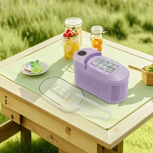 Purple Portable Ice Maker Machine 8 Cubes per Cycle 120W Countertop with Car Power Cable for Home Kitchen RV Camping Outdoor Travel