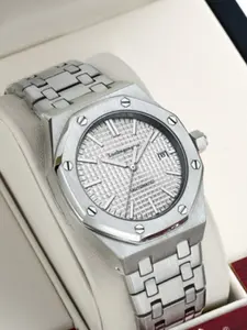 Luxury Men's Mechanical Watch, Japanese Korean Style, Hollow Design, Stainless Steel Strap, Calendar Display Gift Choice