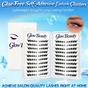 Pre-Glued Fox Eye Lash Clusters 200PCS | Press-On Cat Eye Lashes for Beginners | Reusable Wispy Lashes No Glue Required for Lifted Eye Look