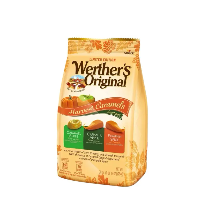 Werthers Original Harvest Caramels Assortment- Caramel Apple Hard Candy, Caramel Apple Soft, & Pumpkin Spice- 1 Bag (1 Lb 12 Oz)