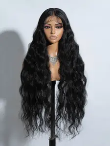 Women's 36inch Long Wavy Synthetic Lace Front Wig, Deep Wave Frontal, Natural Fluffy Trendy Hair Wigs, Fashionable Hair Wigs for Daily & Costume & Cosplay Party Decoration, Wig for Women