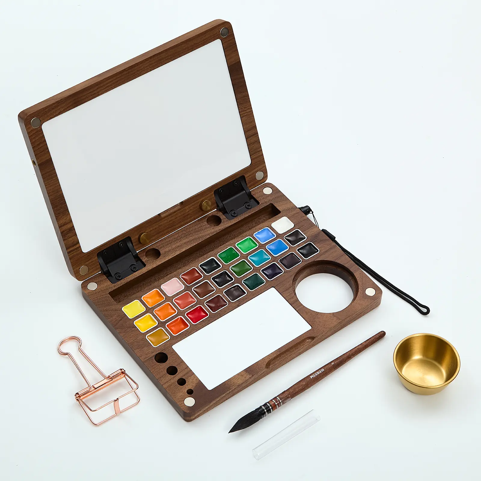MEEDEN Watercolor Paint Set - Luxury 27 Color Collection with Black Walnut Case, Natural Squirrel Hair Brushes & Artist Grade Paints, Perfect Travel Watercolor Kit for Artists & Beginners.